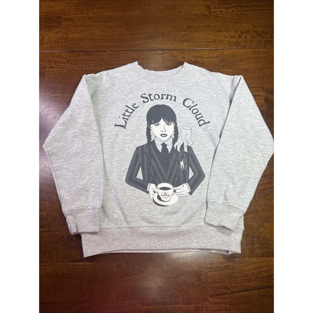 Wednesday Addams Little Storm Cloud Sweatshirt Youth Size 11/12 Gray Pullover
